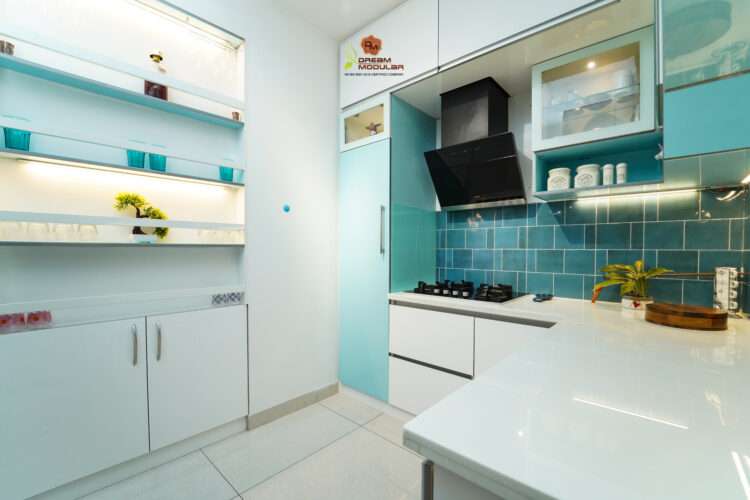 Kitchen Interior design with crockery unit Interior - Dream Modular