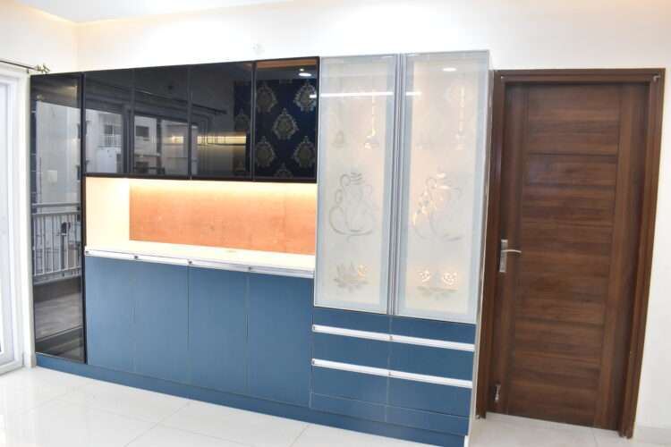 Crockery Unit with attached pooja room - Dream Modular